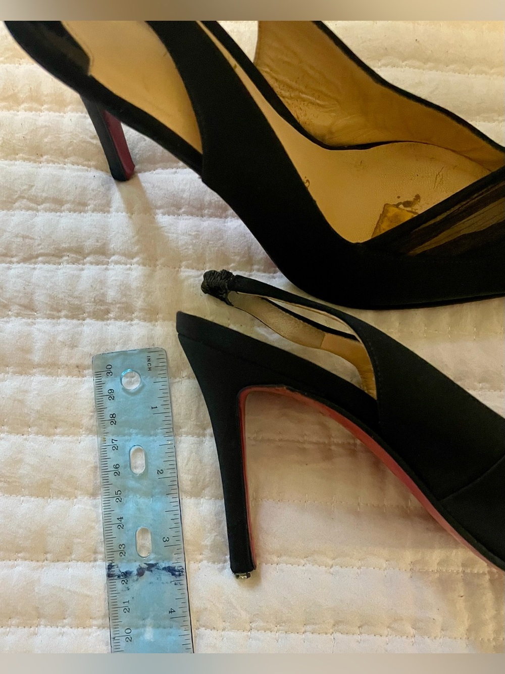 Christian Louboutin Black Satin Pointed-Toe Slingback Pumps Size 6 - Picture 2 of 15